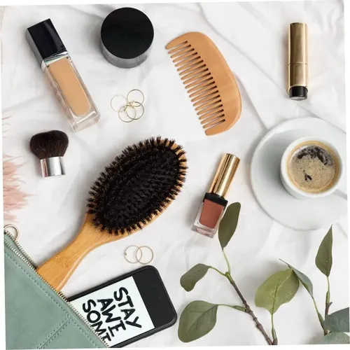 Cepillo De Cabello De Cerdas Naturales Con Mango De Bambú,