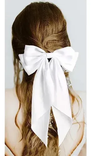 Pinza For El Pelo Coreana Con Lazo Grande Blanco Y Bonito