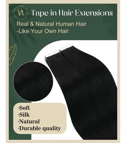 Extensiones De Cabello Con Cinta Ugeat 24in Jet Black