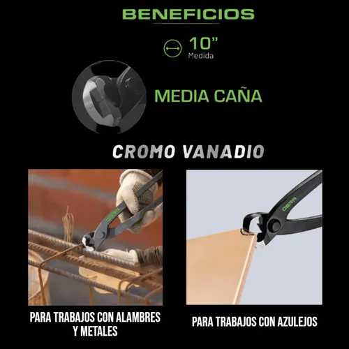 Tenaza Armador Media Caña 10 Pulgadas Obra Cromo Vanadio