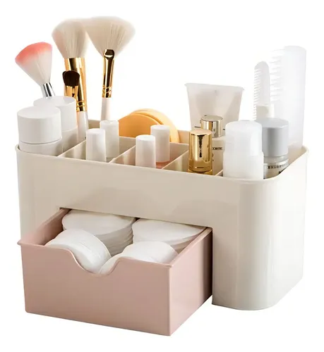 Organizador De Plástico 6 Divisiones Maquillaje Multiuso LG Color Rosa