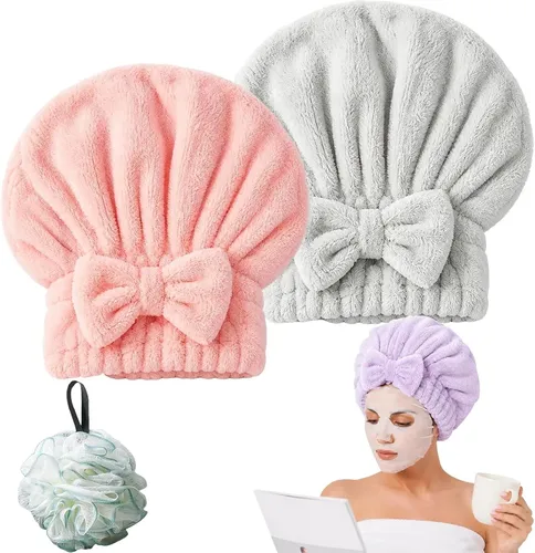 Gorro De Baño Con Bonito Lazo De Terciopelo Coral, 2 Unidade