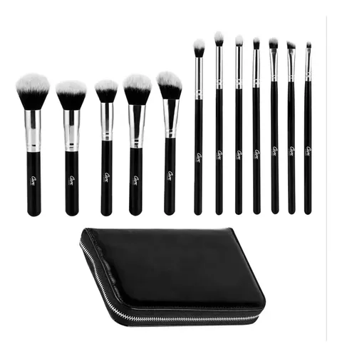 Set De Brochas Maquillaje Profesional Alta Gama + Estuche Negro