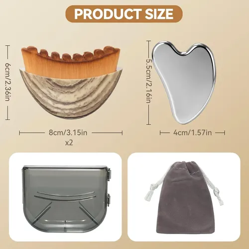 Set 2 Piezas Gua Sha Y Cepillo Facial Para Drenaje