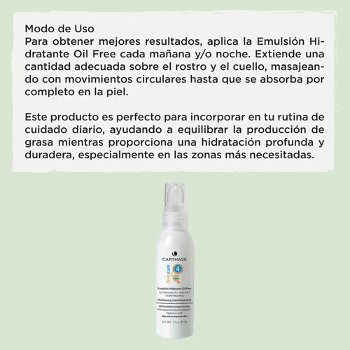 Crema Hidratante Piel Grasa Emulsion Poros Carthage Acne