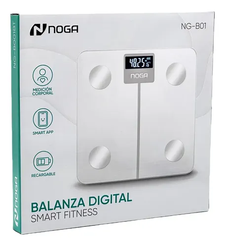 Balanza Digital Smart Fitness Med Corp App Recargable Noga Blanco