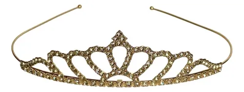 Corona Dorado Tiara Strass Ideal Fiesta Disfraz Etc X8 Unid