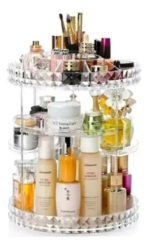 Organizador Maquillaje Porta Cosmetico Giratorio Acrilico Color Transparente