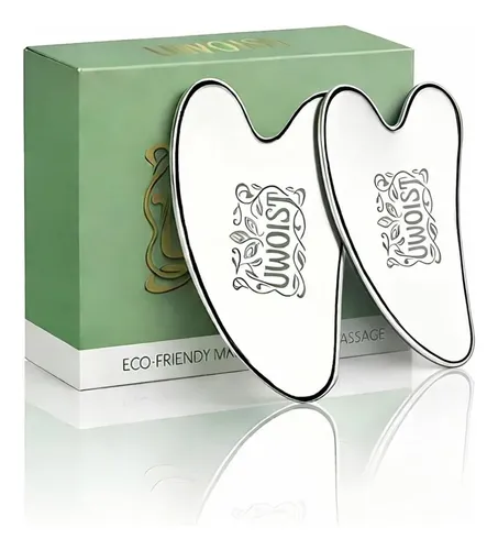 Set 2 Gua Sha Facial Acero Para Contorno Y Drenaje
