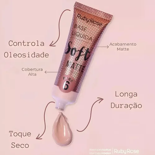 Base de maquillaje líquida mate suave Ruby Rose, 29 ml 2