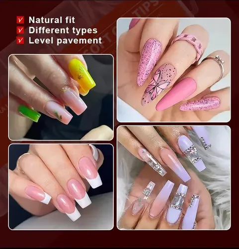 Uñas Postizas Soft Gel Mely Coffin Mate para Manos – Pack de 100