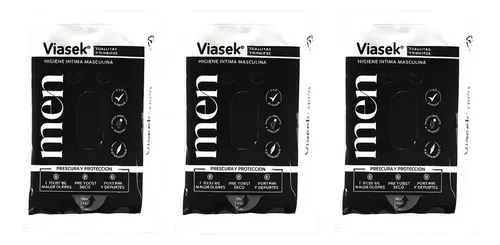 Kit X3 Toallitas Viasek Men Higiene Intima X16un