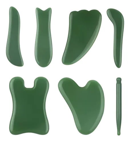 Juego De Herramientas De Masaje Jade Gua Sha De 7 &su