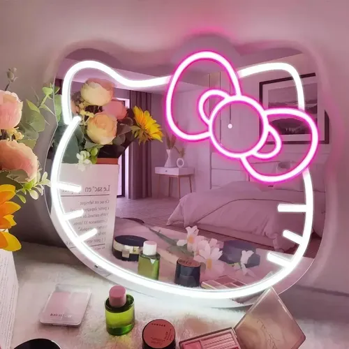 Espejo Hello Kitty Con Luz Led Maquillaje Ajustable Kawaii