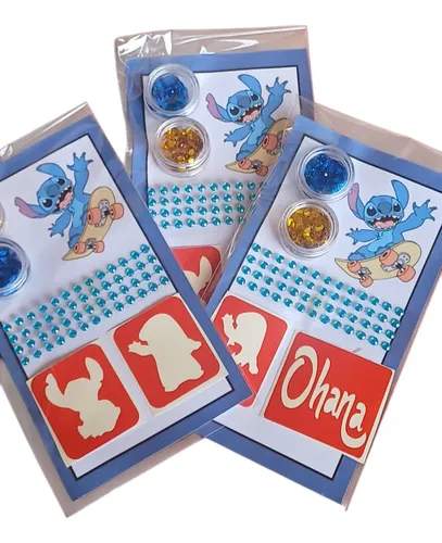 Kit Maquillaje Stitch Glitter Gel Stras Stencil