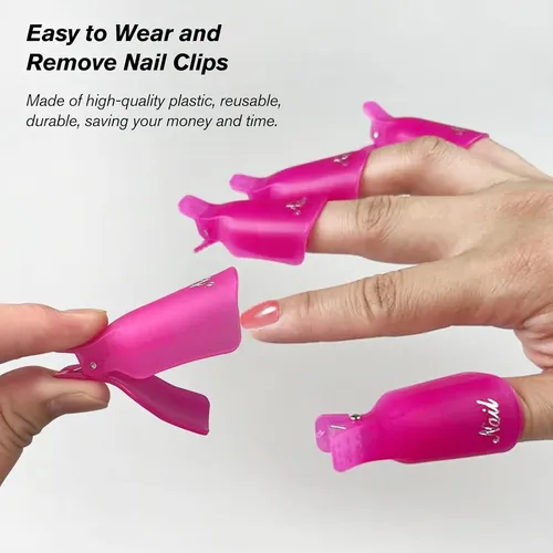 Juego De 20 Clips Para Quitar Esmalte Uv Jaasuee Rosa