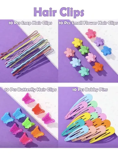 F Set 1194 Ligas Y Accesorios Para Cabello Multicolor P
