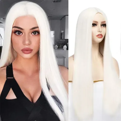 Pelucas De Seda De Alta Temperatura Para Cabello Liso, Blanc