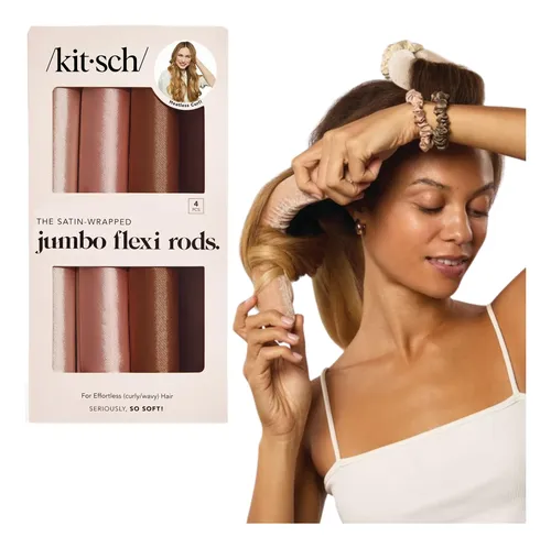 Kitsch Rulos Satinados 60640 Jumbo Sin Calor 4pcs Rosa