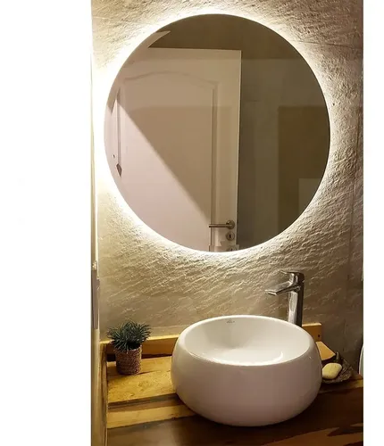 Espejo Redondo Biselado Luz Led 60cm. Design Forever