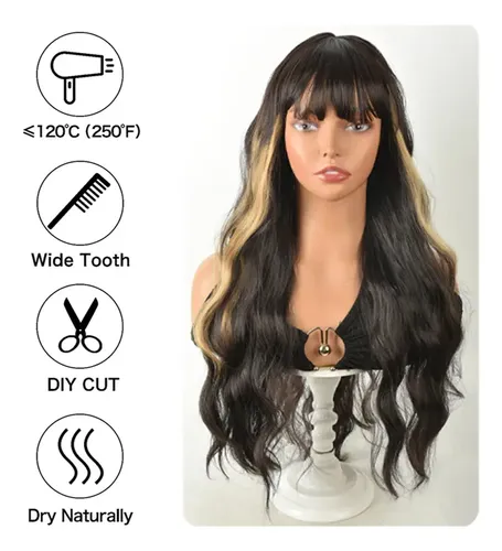 Sintético Para Cabello De Fibra Larga A Con Peluca Engastada