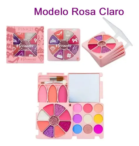 Kit Maquillaje Infantil Princess Pink21 Labial Sombra Rubor