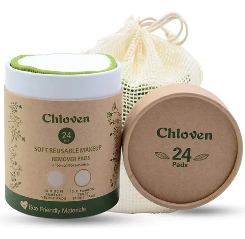 Almohadillas Desmaquillantes Chloven, Reutilizables, 24 Unid