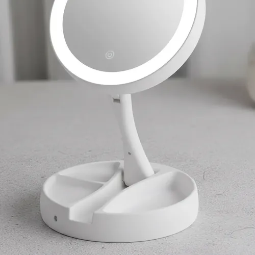 Espejo Para Maquillaje Con Luz Led Usb Organizador
