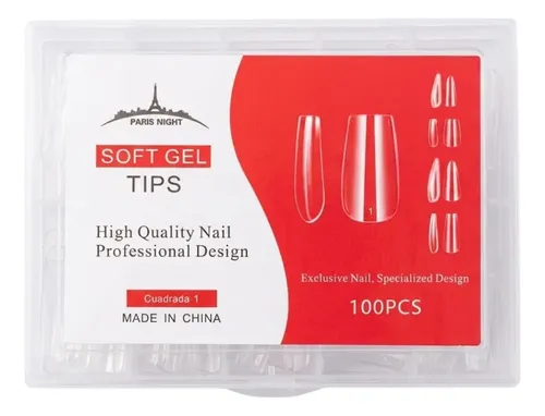 Tips Soft Gel Repuesto Paris Night Cuadrada X100 Unidades