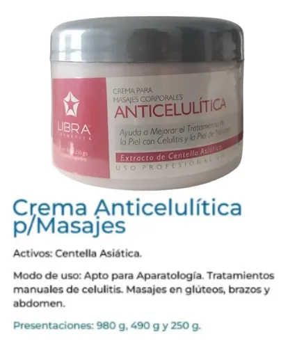 3 Crema Para Masajes Anticelulitica 250gr. – Libra Cosmetica Fragancia Suave