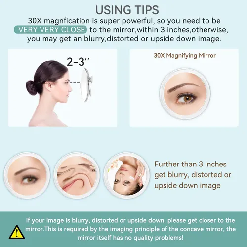 Espejo De Maquillaje Con Aumento De 30 Aumentos Y Ventosas