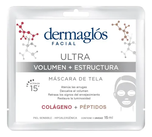 Kit Mascaras de Tela Dermaglós Ultra Volumen + Estructura x4