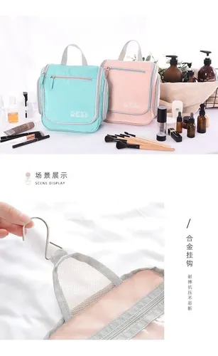 Organizador Neceser Bolso Porta Cosmeticos Maquillaje Percha Color Azul