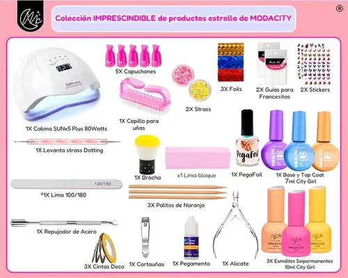 Kit Inicial Uñas Y Semipermanente Cabina Completo 44 Piezas