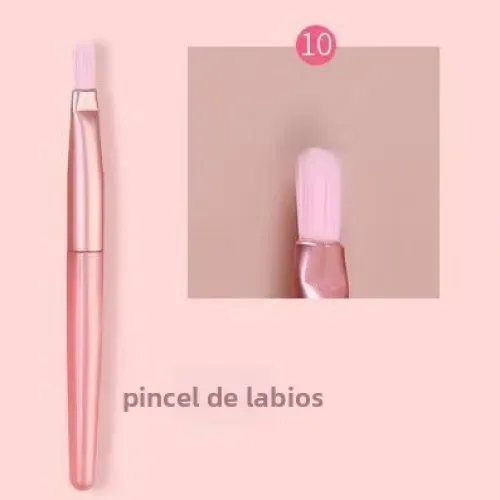 11 Pinceles De Maquillaje Rosados Mini Set Herramientas