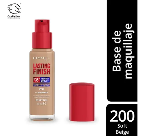 Base De Maquillaje Lasting Finish 35 Hours Rimmel London Tono 200 Soft Beige