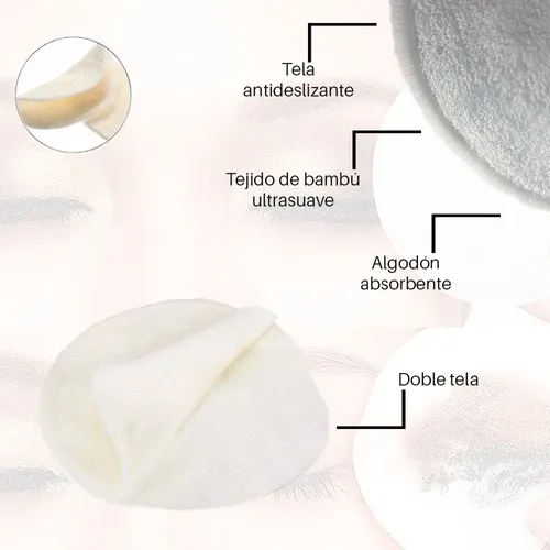 Kitx3 Pads Bambú Eco Reutilizable Limpieza Y Cuidado Facial