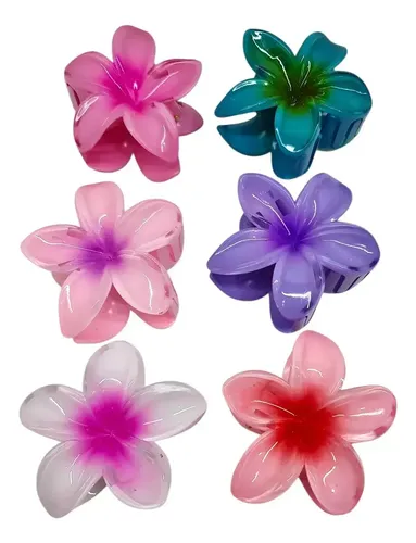 Broche Pelo Flores Hawaianas Gancho Moda X 3 Unidades