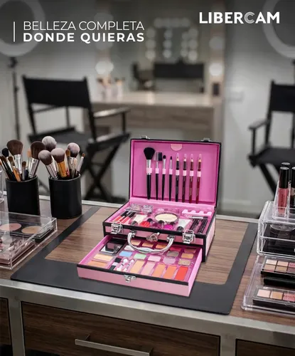 Maletin De Maquillaje Porta Cosmetico Makeup 31 Piezas LIBERCAM BAMA-02 Color Rosa