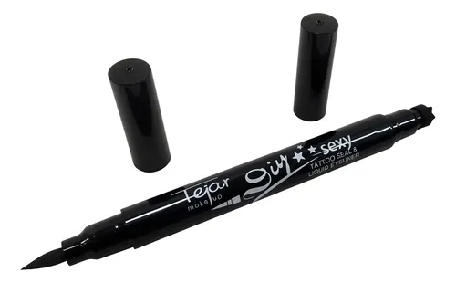 Delineador Ojos Tejar Dos En Uno Negro Fibra + Sello Tatoo