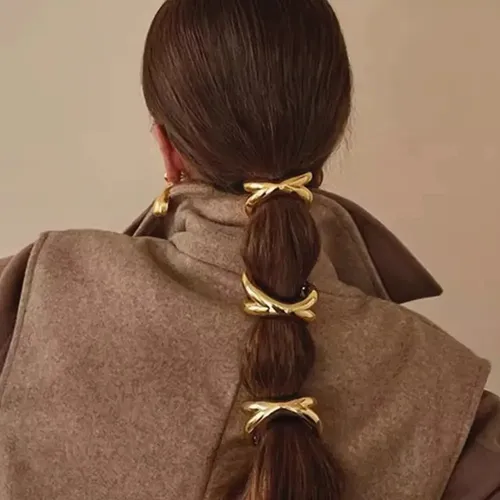12pz Scrunchies Ligas For El Cabello Metálica Estilo +cc