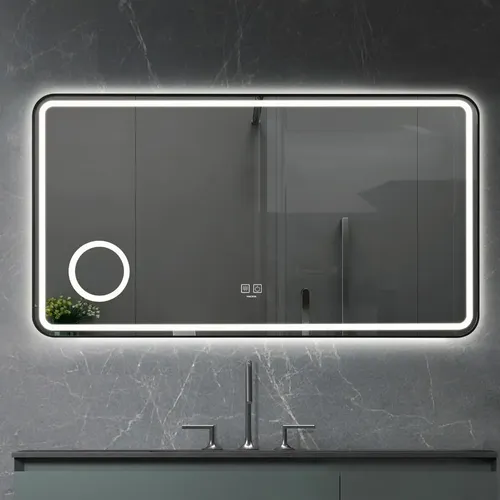 Espejo Led Rectangular 110×60 Con Lupa Antiempañante Macson