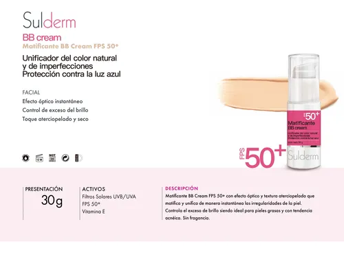 Bb Cream Matificante Facial Sulderm Fps50+