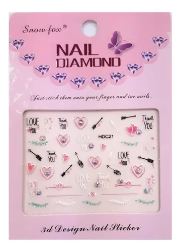 Sticker Para Uñas Diamond 3d Manicura Pack 10 Planchas