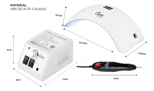 Kit Uñas Gadnic Torno T20K 20000 RPM Cabina UV LED 48W Secado Rapido Manicura Completa