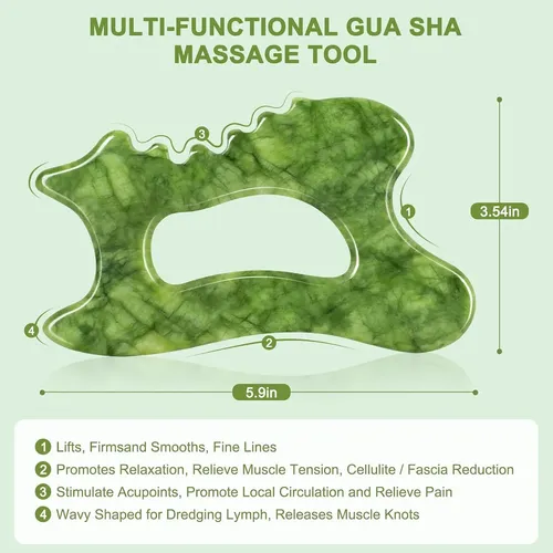 Set 6 En 1 Gua Sha Piedra Jade Para Masajes Y Drenaje