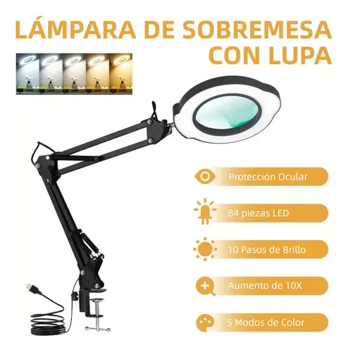 Lámpara Led De Lupa, 5 Colores, Alimentada Por Usb, Brazo Aj