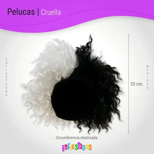Peluca Cruella De Vil 101 Dalmatas Cotillon Disfraz Fiesta