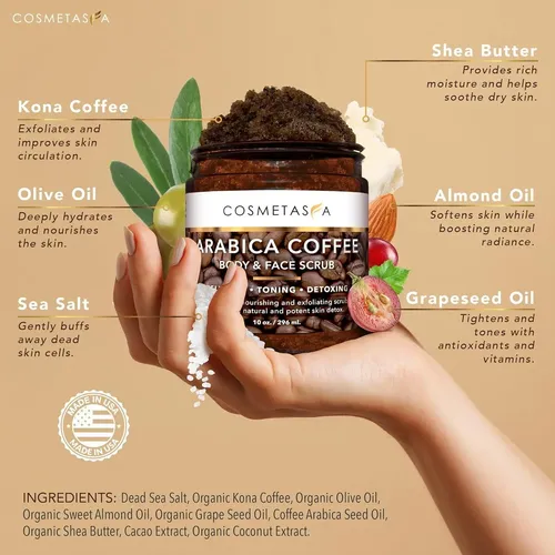 Exfoliante De Café Arábica Orgánico Cosmetasa 2 En 1 Con