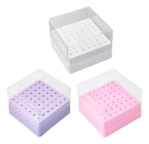 49 Hole Nail Polishing Accessory Holder For Drill Bits Pink
